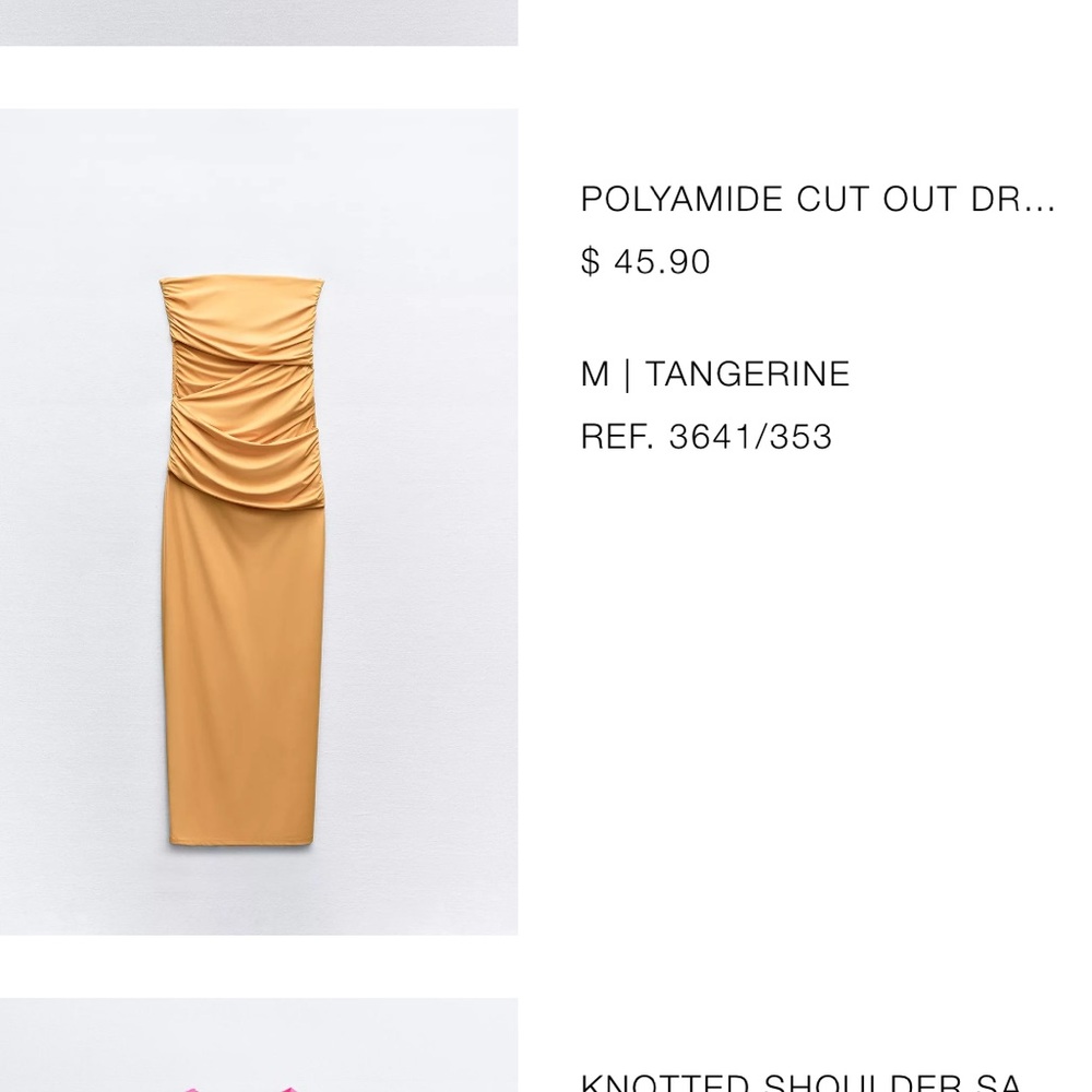 Zara Strapless Light Orange Dress